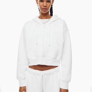 ARITZIA TNA cozy boyfriend zip up - white - small